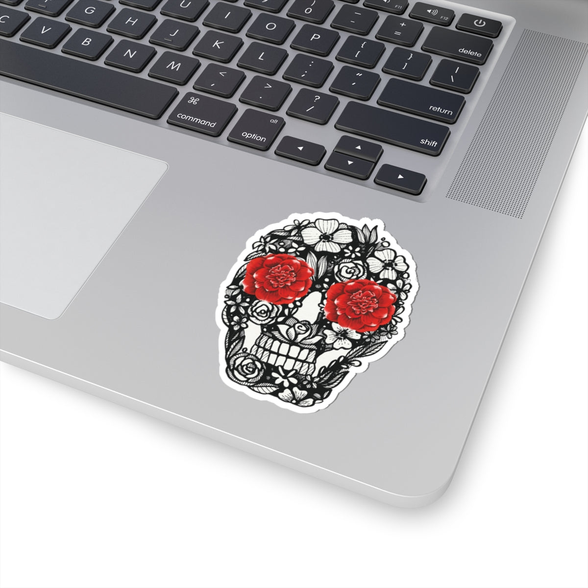 Floral Skull Kiss-Cut Stickers - Boho Aesthetic for Creative Souls