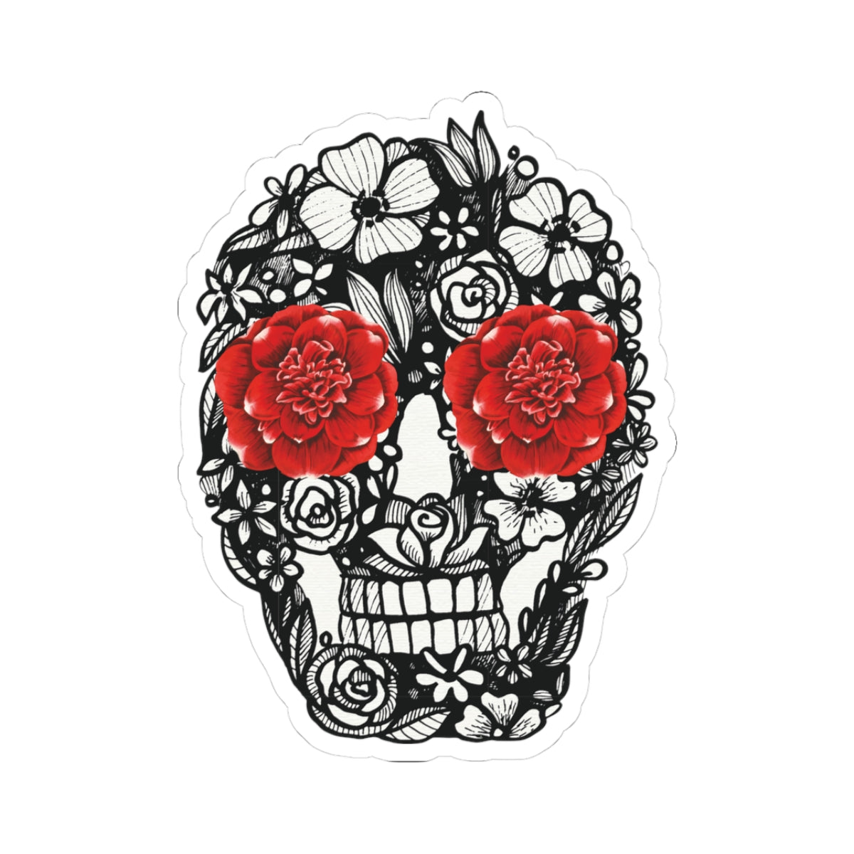 Floral Skull Kiss-Cut Stickers - Boho Aesthetic for Creative Souls